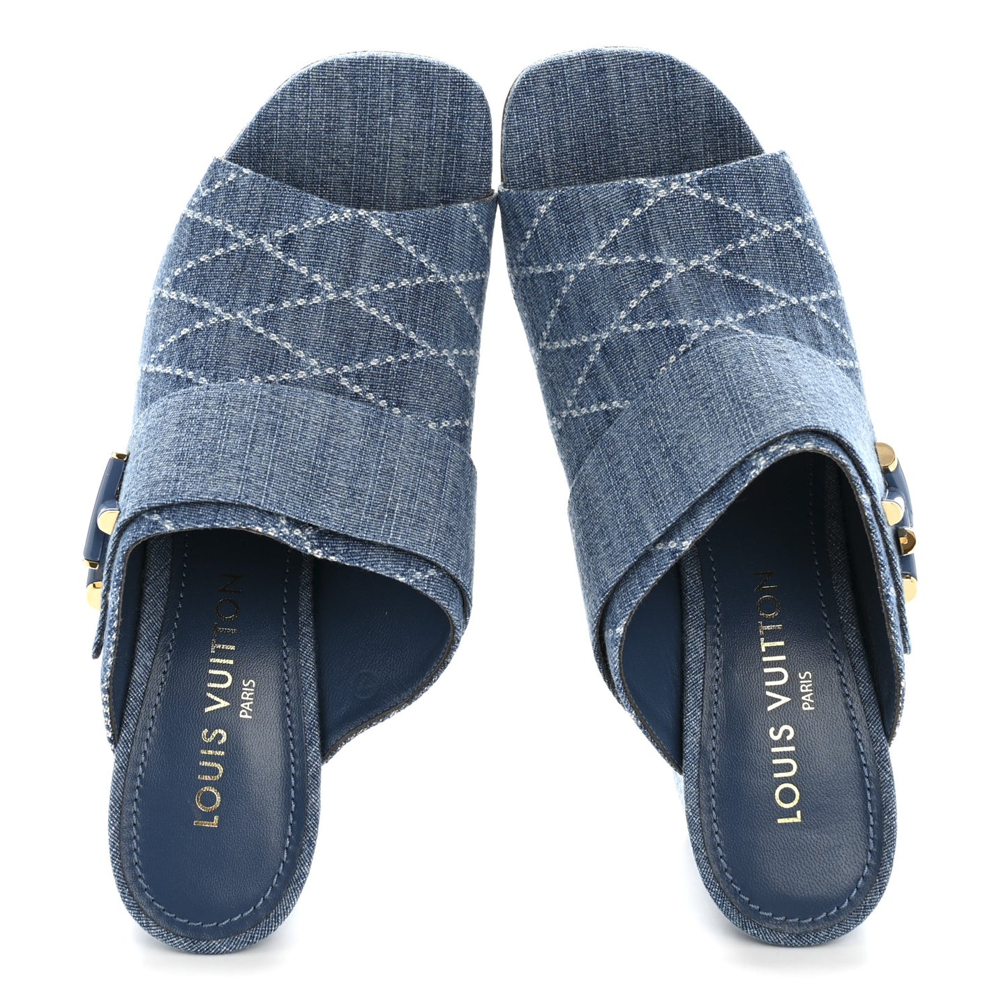 Denim Malletage Shake Mules 41 Blue