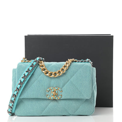 Chanel Denim Quilted Medium Chanel 19 Flap Neon Blue 11 of 11