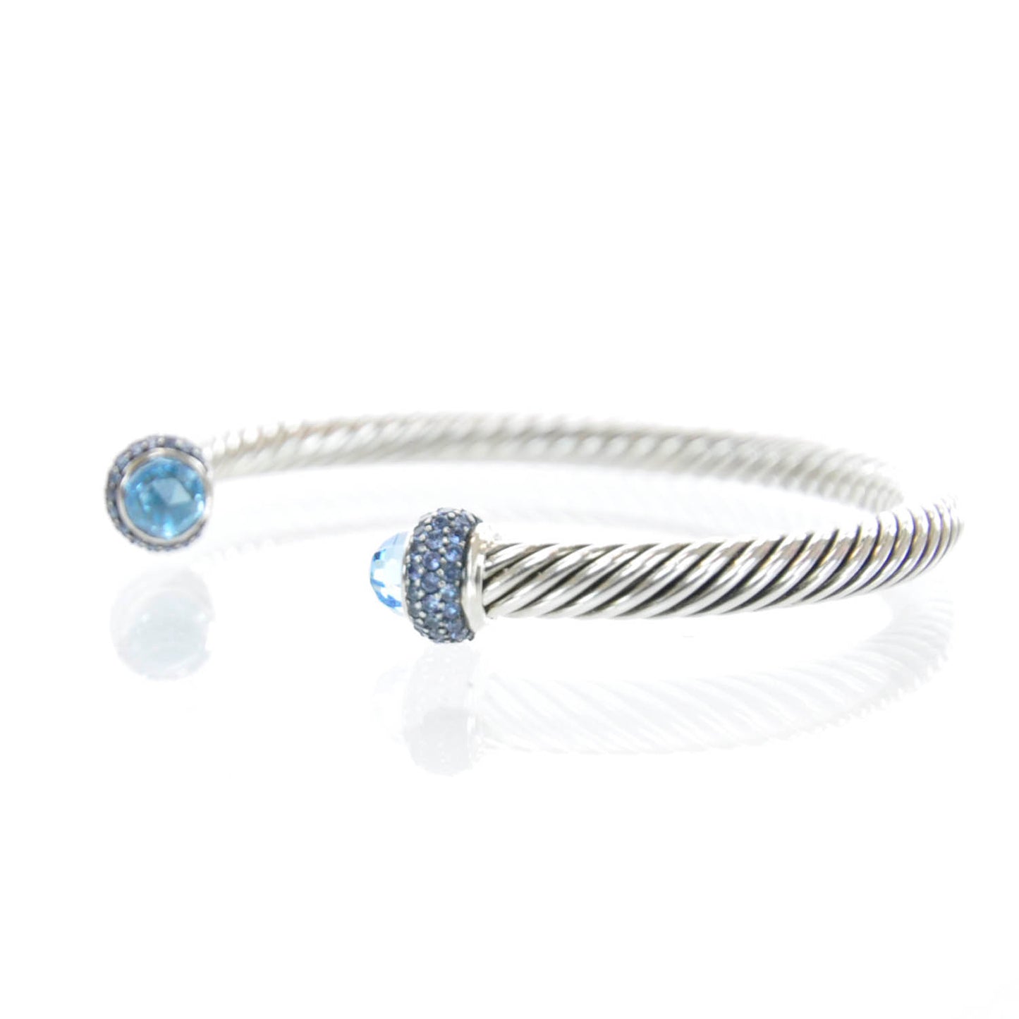 Sterling Silver Blue Topaz Sapphire Cable Cuff