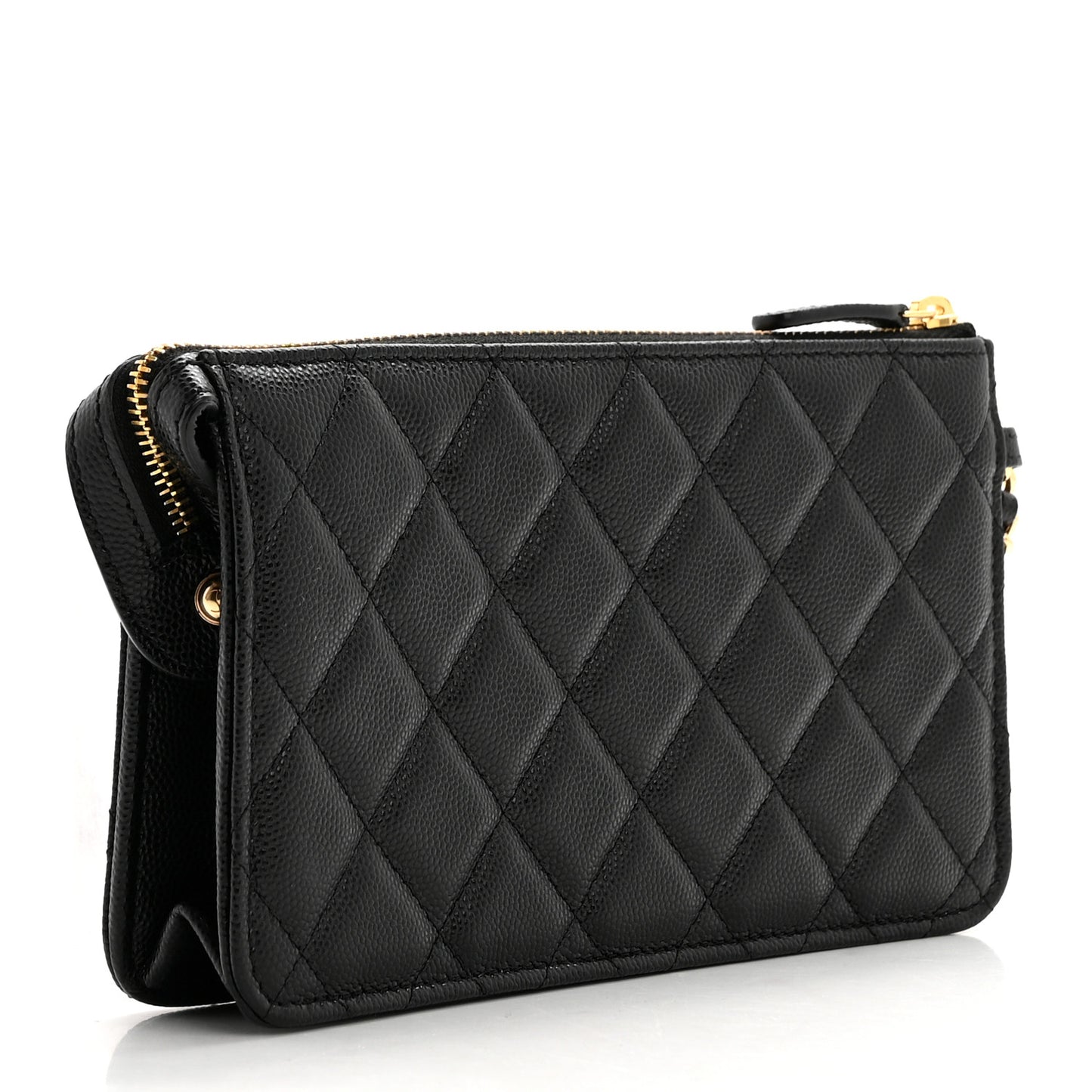 Caviar Quilted Polly Pocket Pouch Black