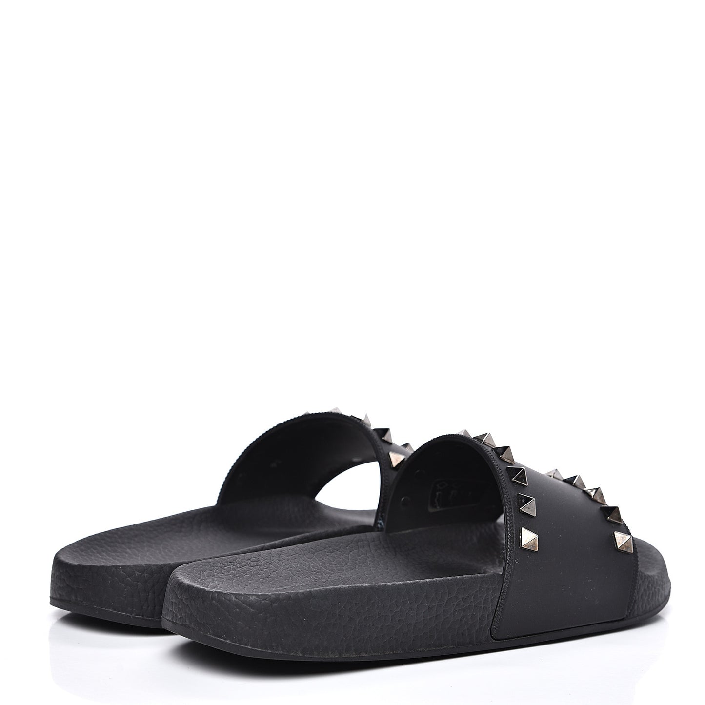 Rubber Rockstud Slide Sandals 36 Black