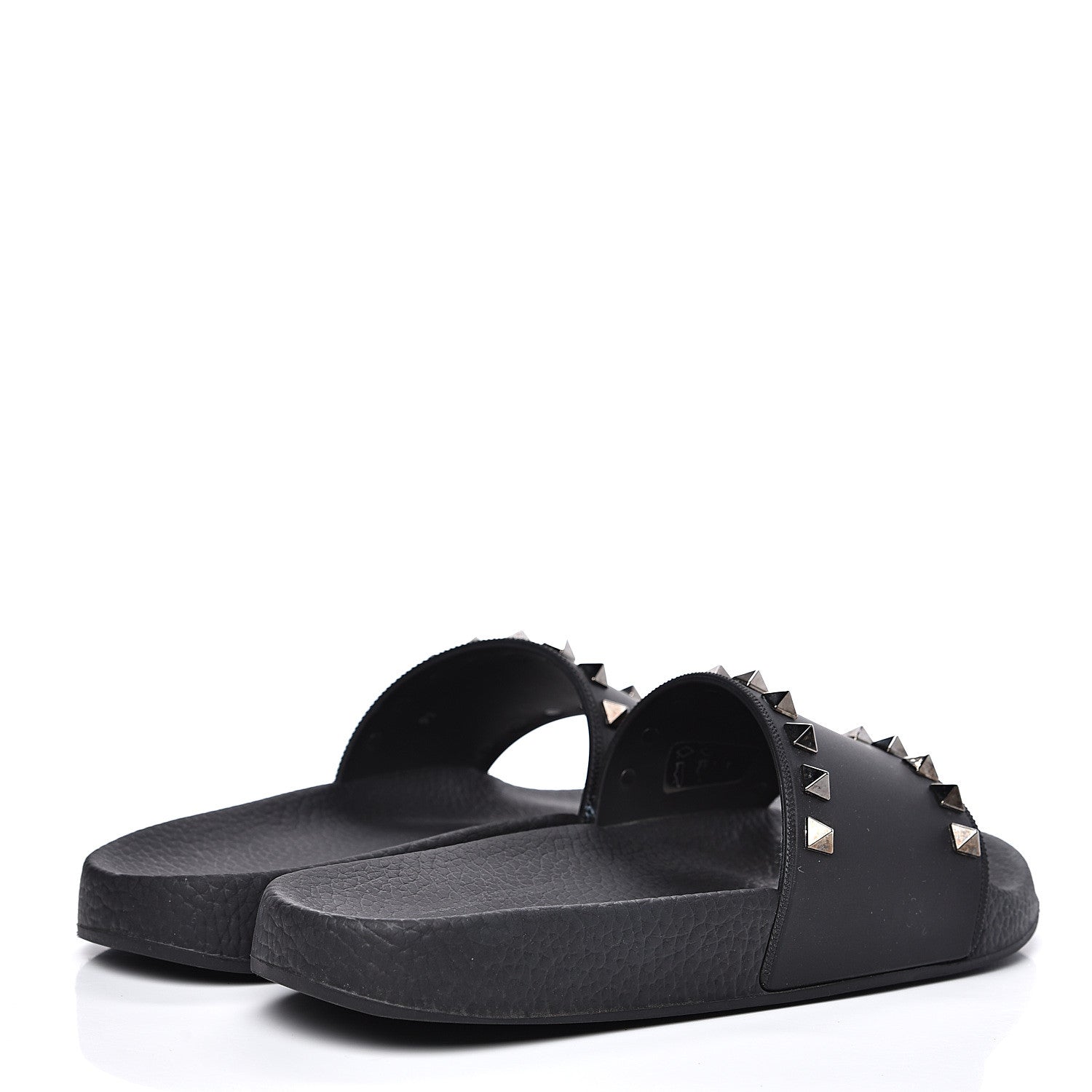 Valentino Garavani Rubber Rockstud Slide Sandals 36 Black 4 of 9