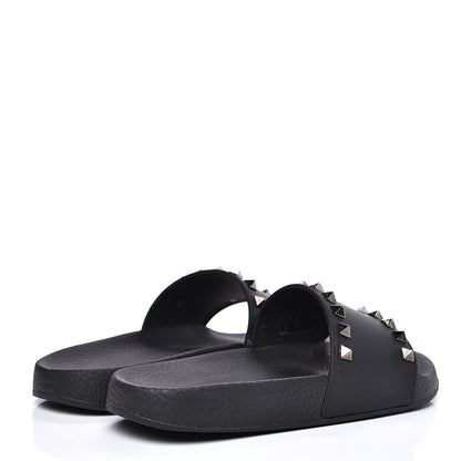 Valentino Garavani Rubber Rockstud Slide Sandals 36 Black 4 of 9