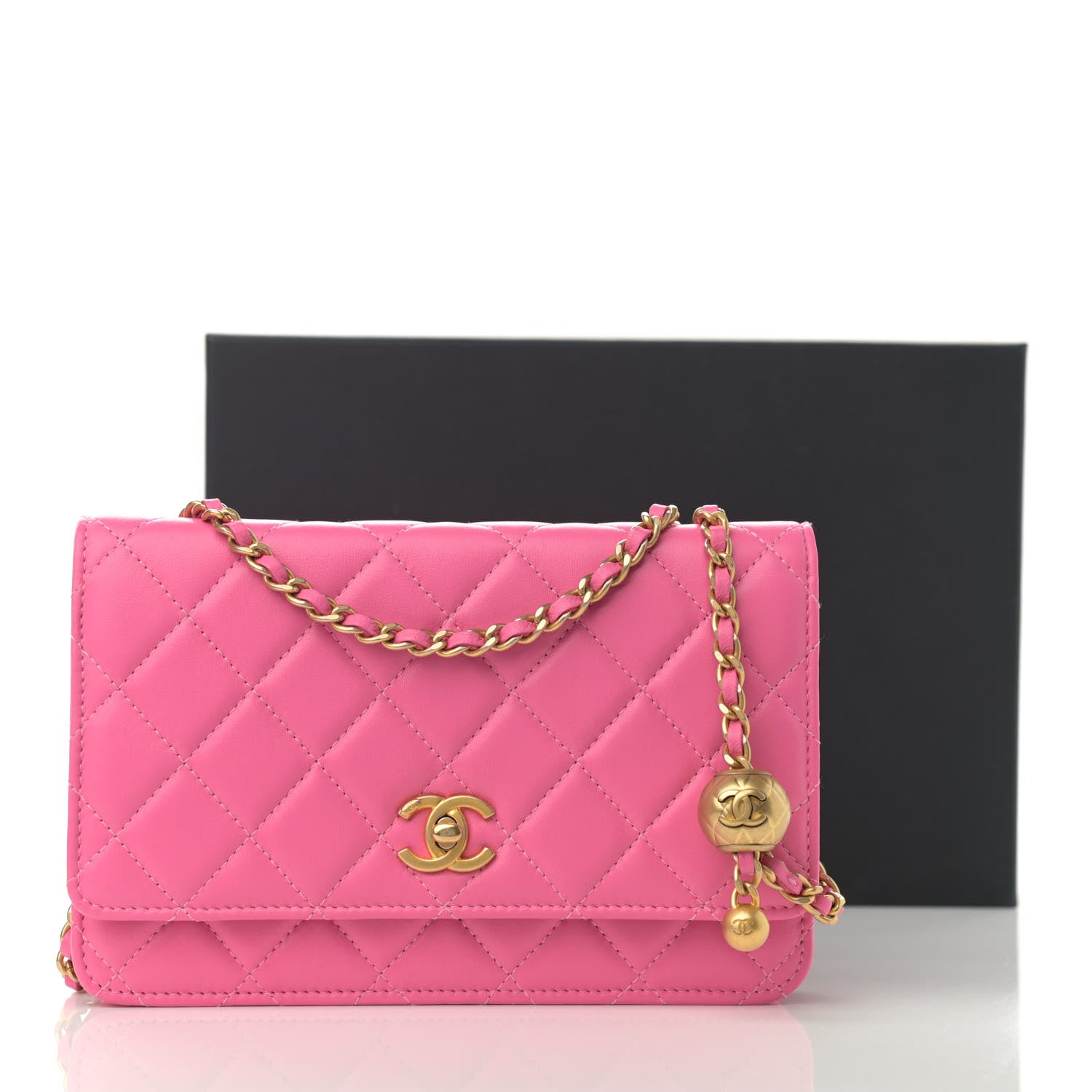 Chanel Lambskin Quilted CC Pearl Crush Wallet on Chain WOC Pink 13 of 13