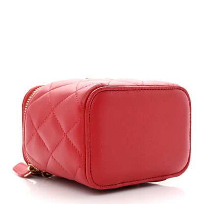 Chanel Lambskin Quilted Top Handle Mini Vanity Case With Chain Red 4 of 10