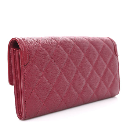Chanel Caviar Quilted Large Filigree Gusset Flap Wallet Dark Pink 3 of 9