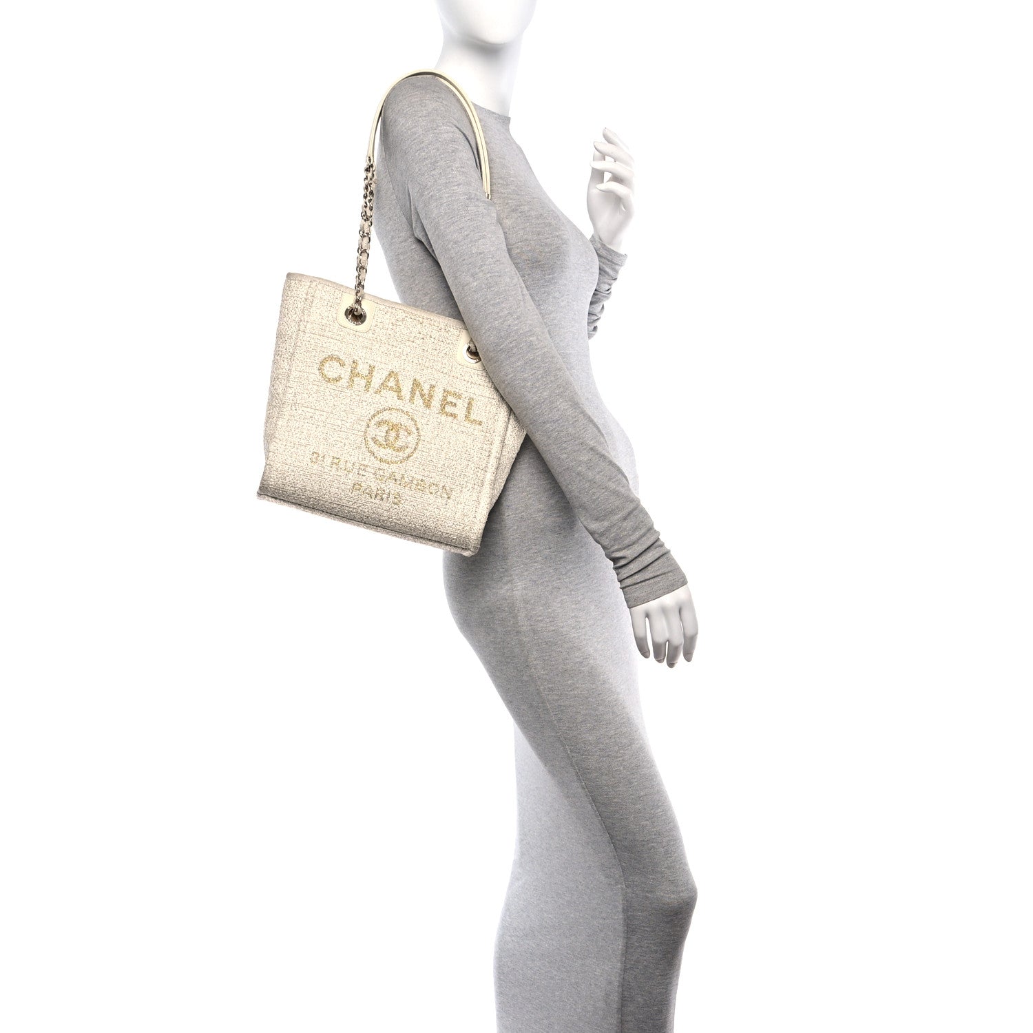 Chanel Lurex Boucle Mini Deauville Tote White 2 of 10