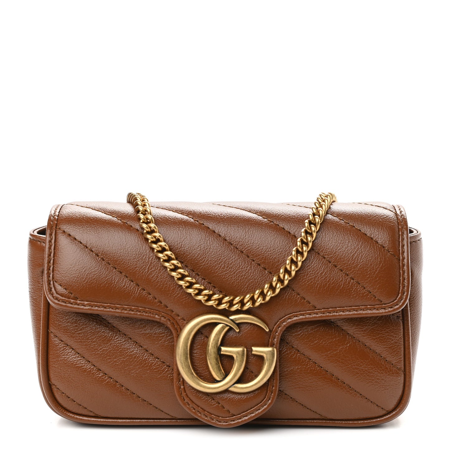 Azalea Calfskin Matelasse Diagonal Super Mini GG Marmont Shoulder Bag Cuir