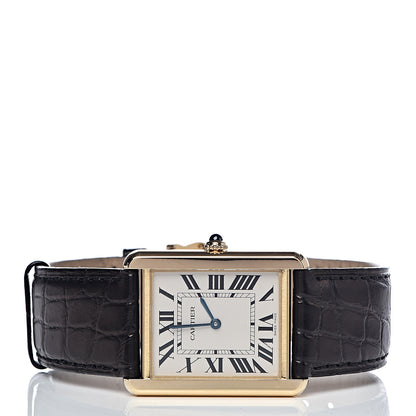 Cartier Stainless Steel 18K Yellow Gold Alligator 27mm Tank Solo Quartz Watch 3 of 9