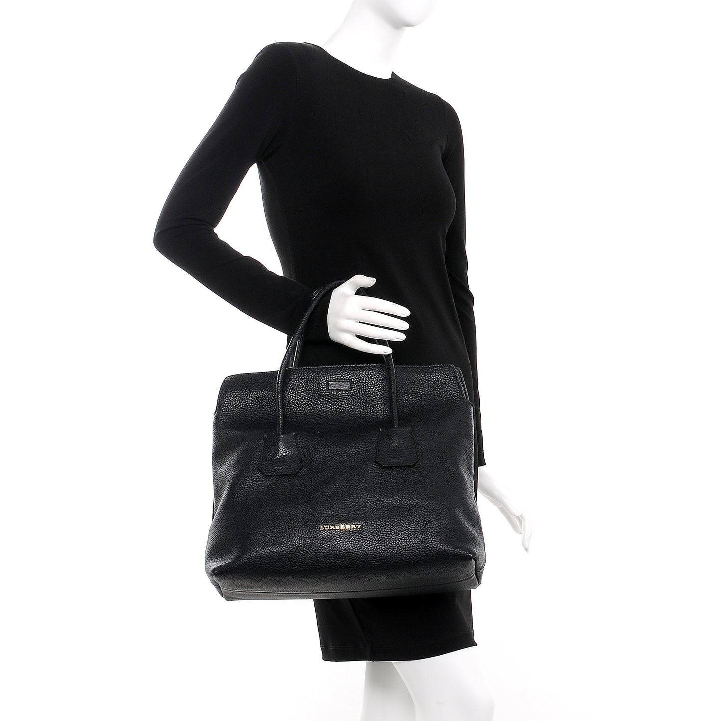 London Grainy Calfskin Medium Baynard Tote Black