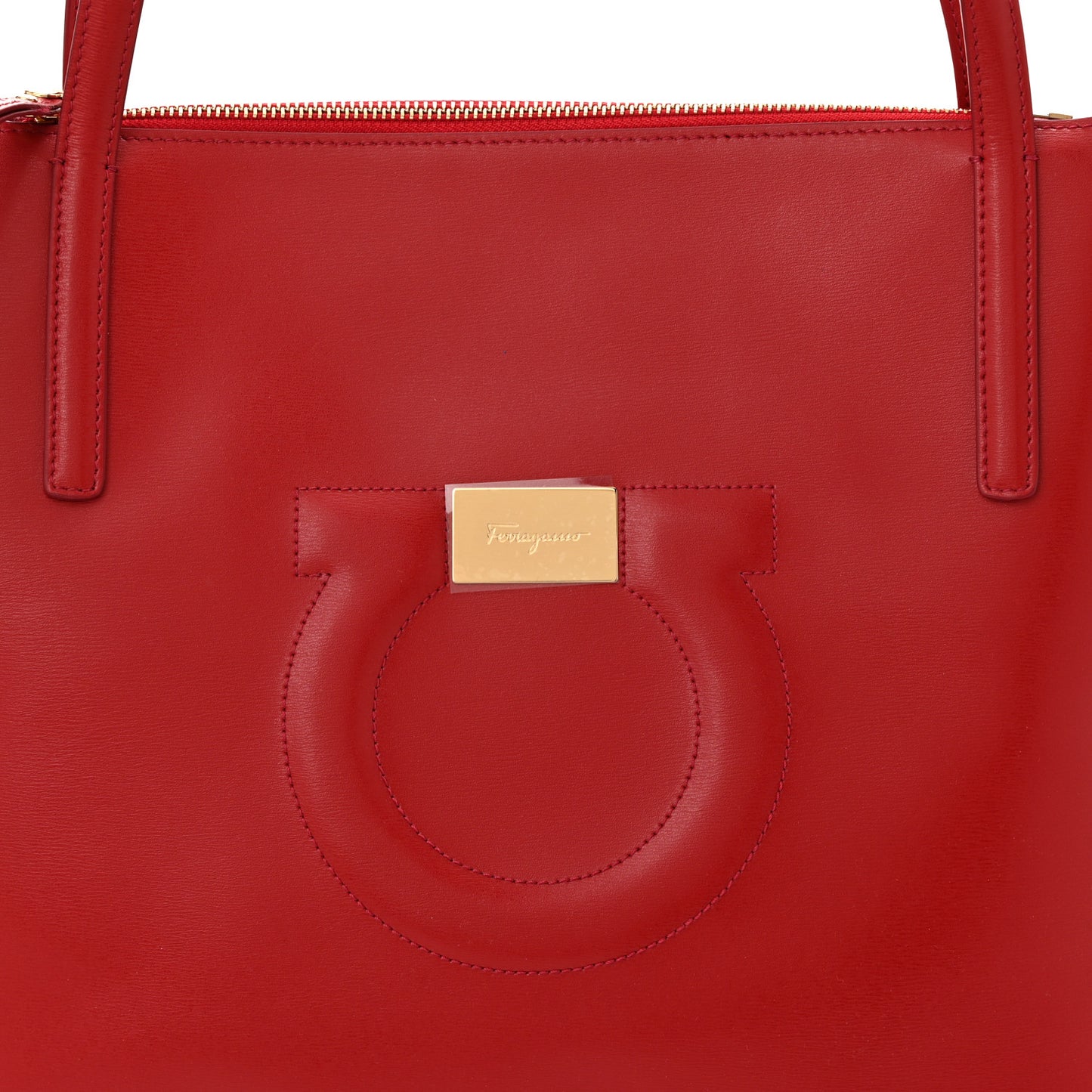 Calfskin Medium Gancini Tote Red