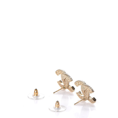Chanel Crystal Timeless CC Earrings Light Gold 3 of 3