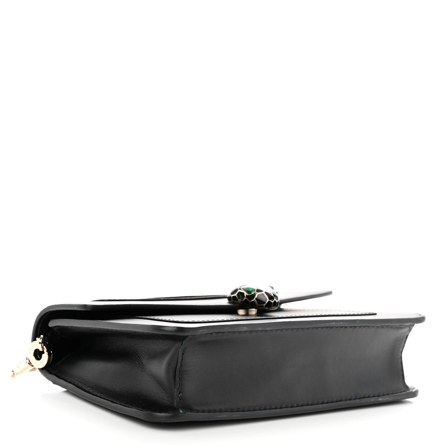 Calfskin Serpenti Forever Chain Wallet Black