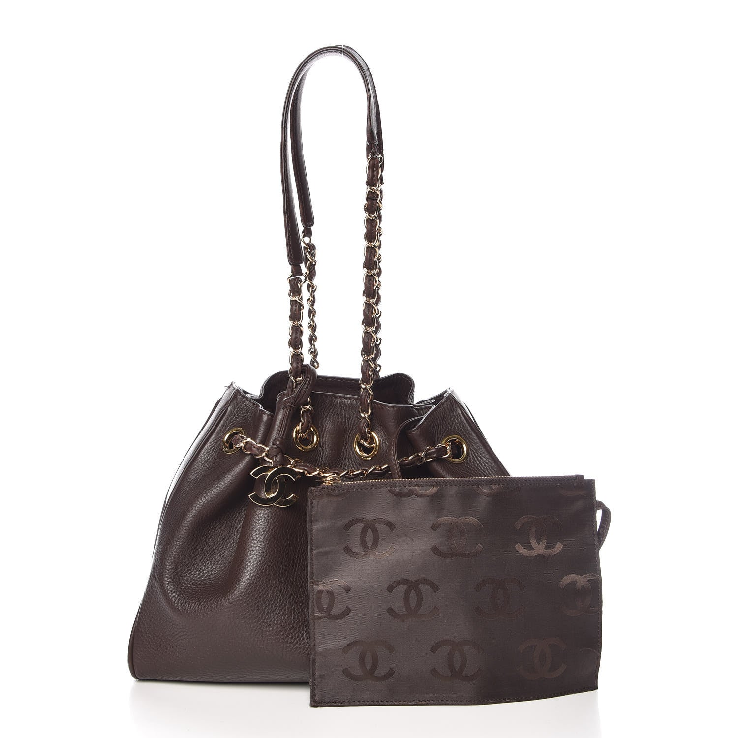 Chanel Deerskin Drawstring Shoulder Bag Brown 3 of 15