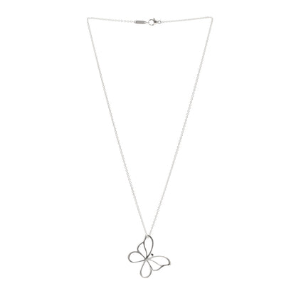 Tiffany Sterling Silver Butterfly Pendant Necklace 3 of 4