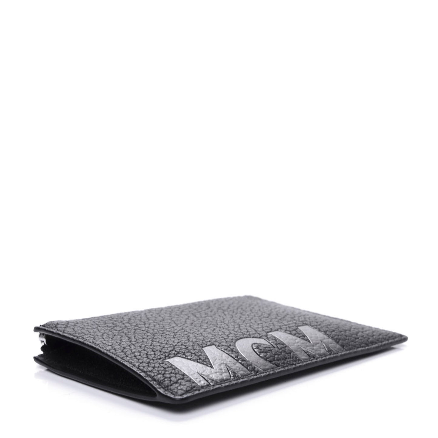 Grained Calfskin Logo Zip Card Case Wallet Black