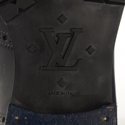 Louis Vuitton Glazed Matte Calfskin Mens Richelieu Oxfords 8 Marine 7 of 8
