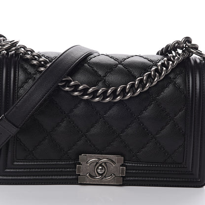 Chanel Calfskin Double Stitch Medium Boy Flap Black 6 of 8
