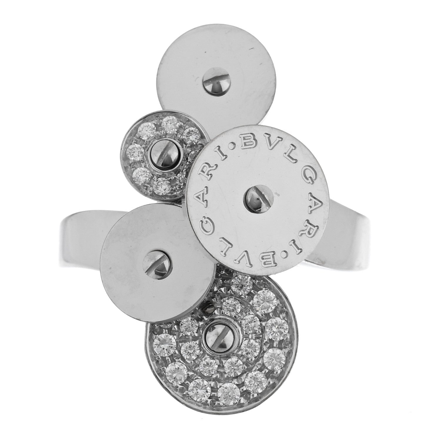 Bulgari 18K White Gold Diamond Cicladi Ring 54 7 1 of 4