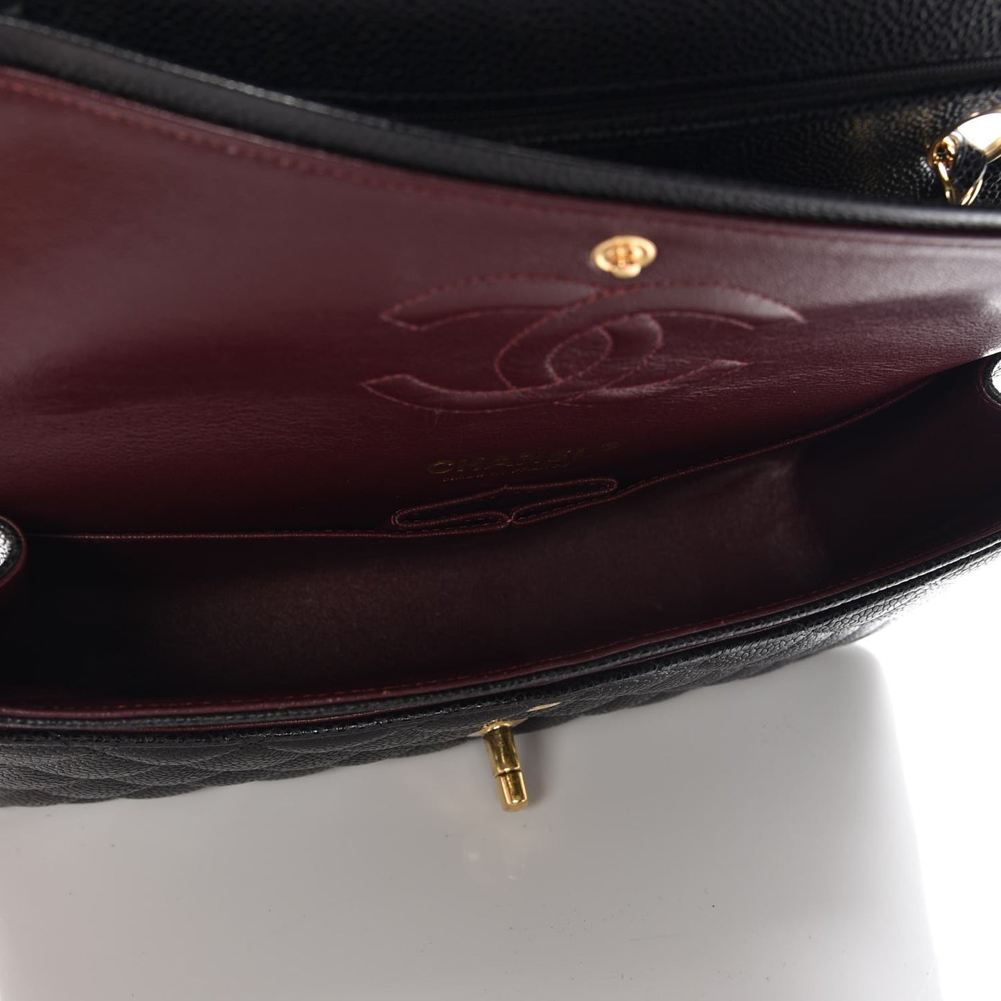 Caviar Quilted Medium Double Flap Black