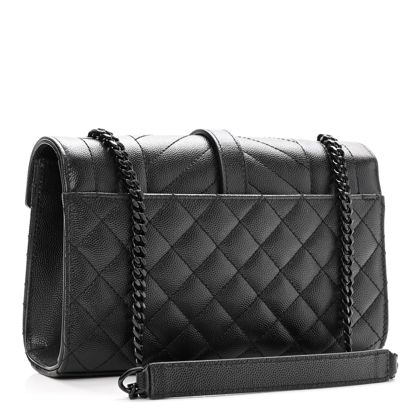 Grain De Poudre Textured Mixed Matelasse Triquilt Small Monogram Satchel Black