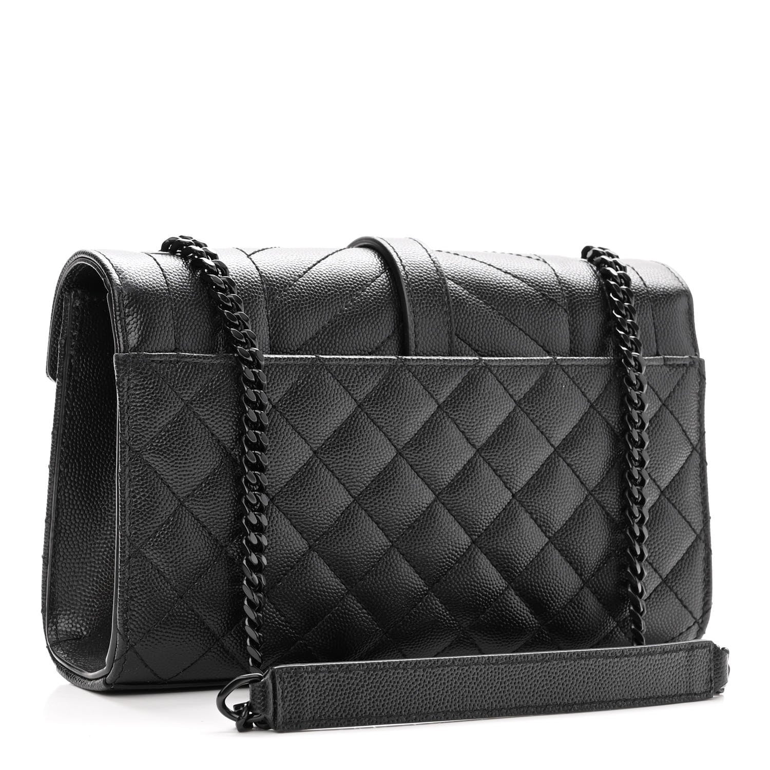 Saint Laurent Grain De Poudre Textured Mixed Matelasse Triquilt Small Monogram Satchel Black 3 of 9