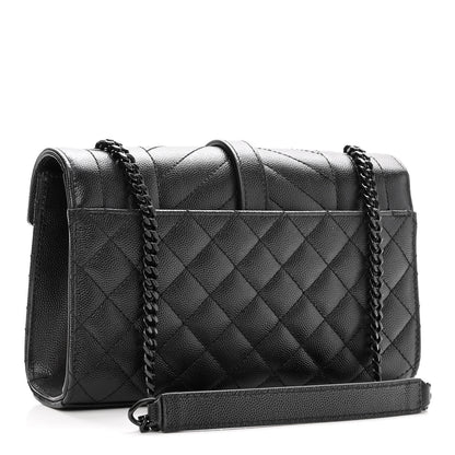 Saint Laurent Grain De Poudre Textured Mixed Matelasse Triquilt Small Monogram Satchel Black 3 of 9