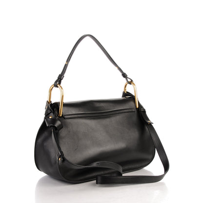 Chloe Calfskin Studded Medium Hudson Double Carry Shoulder Bag Black 3 of 9