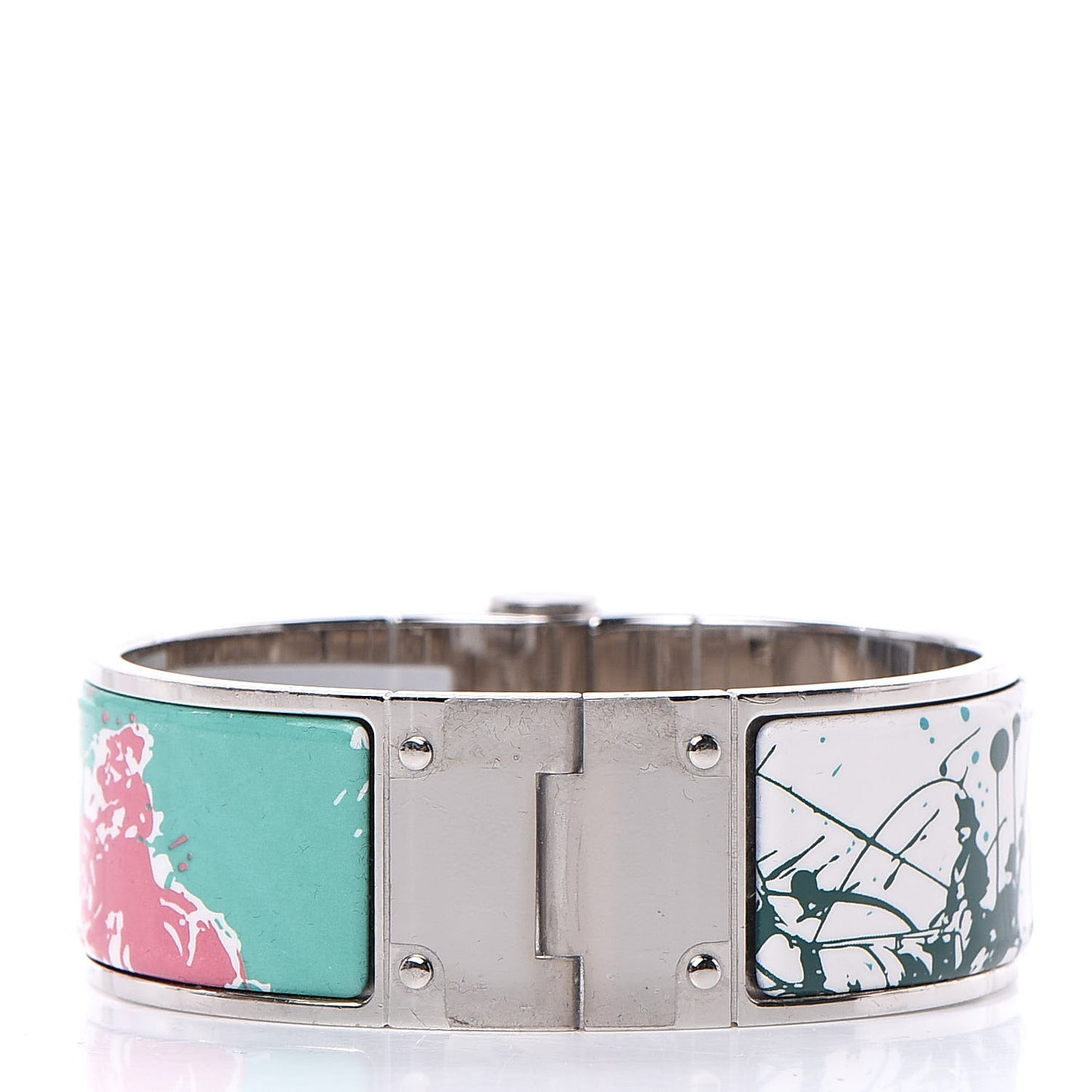 Enamel Printed Wide Cheval Surprise Hinged Bracelet S Baroque