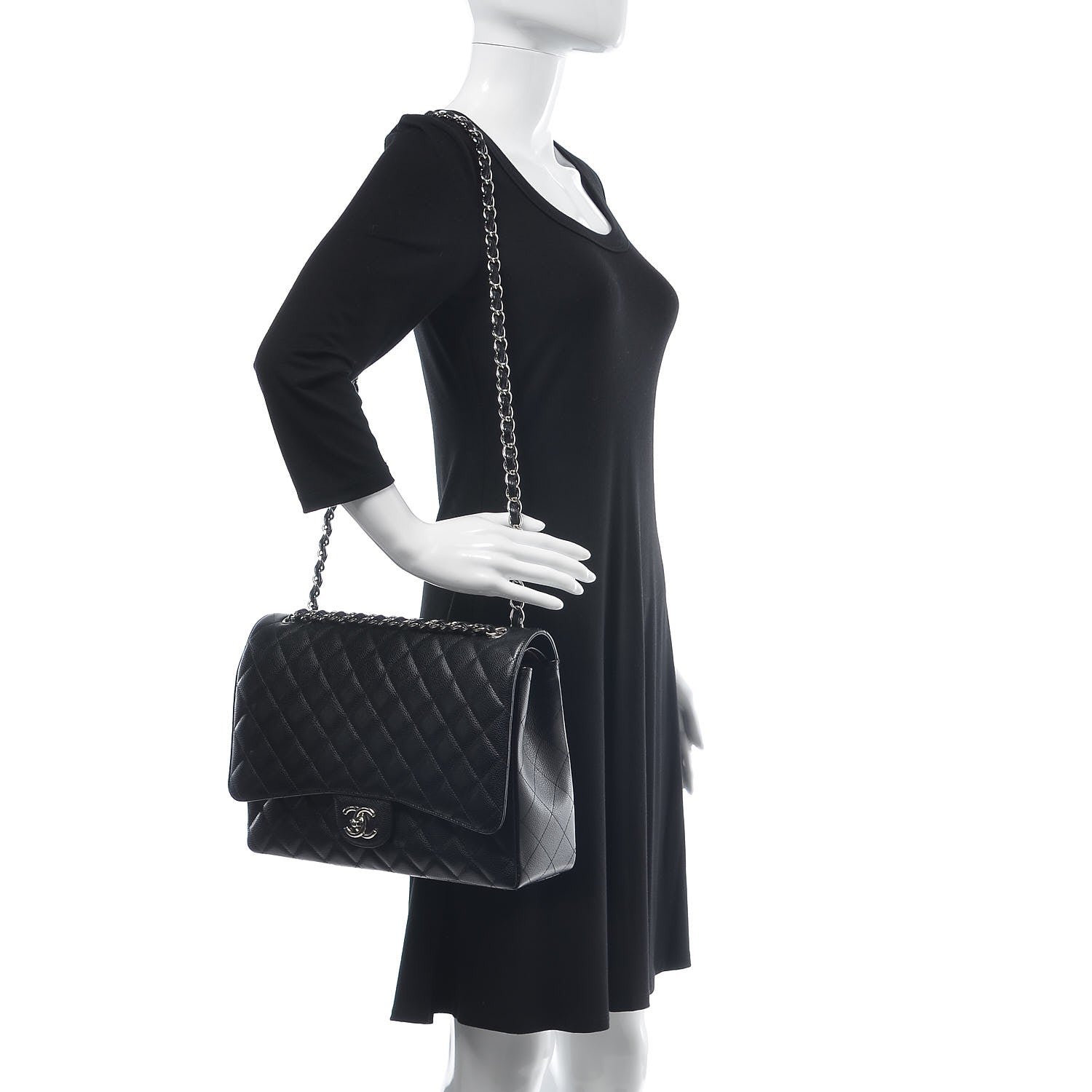 Chanel Caviar Quilted Maxi Double Flap Black 2 of 9