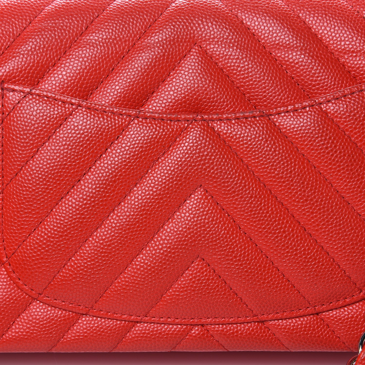 Chanel Caviar Chevron Quilted Mini Rectangular Flap Red 14 of 14