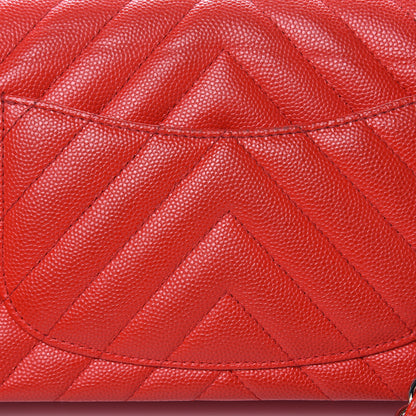 Chanel Caviar Chevron Quilted Mini Rectangular Flap Red 14 of 14