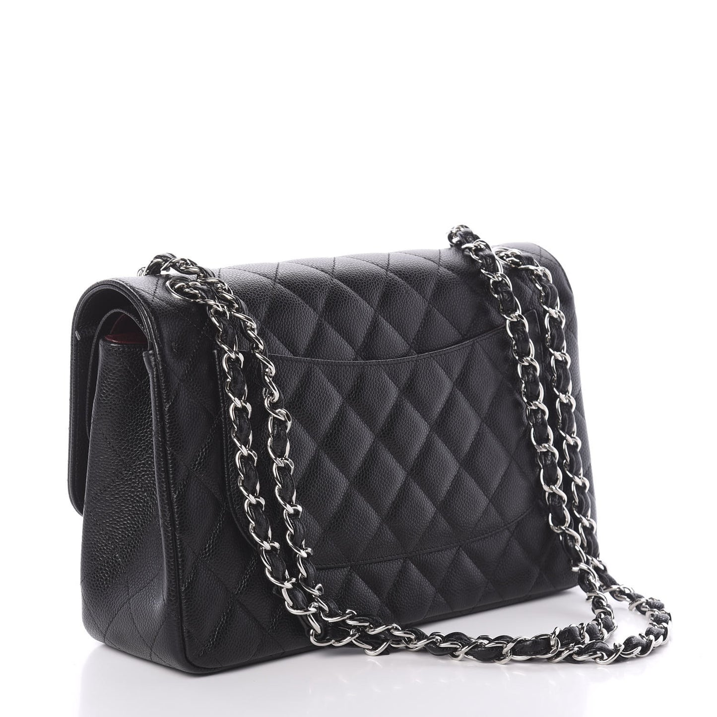 Caviar Quilted Jumbo Double Flap Black
