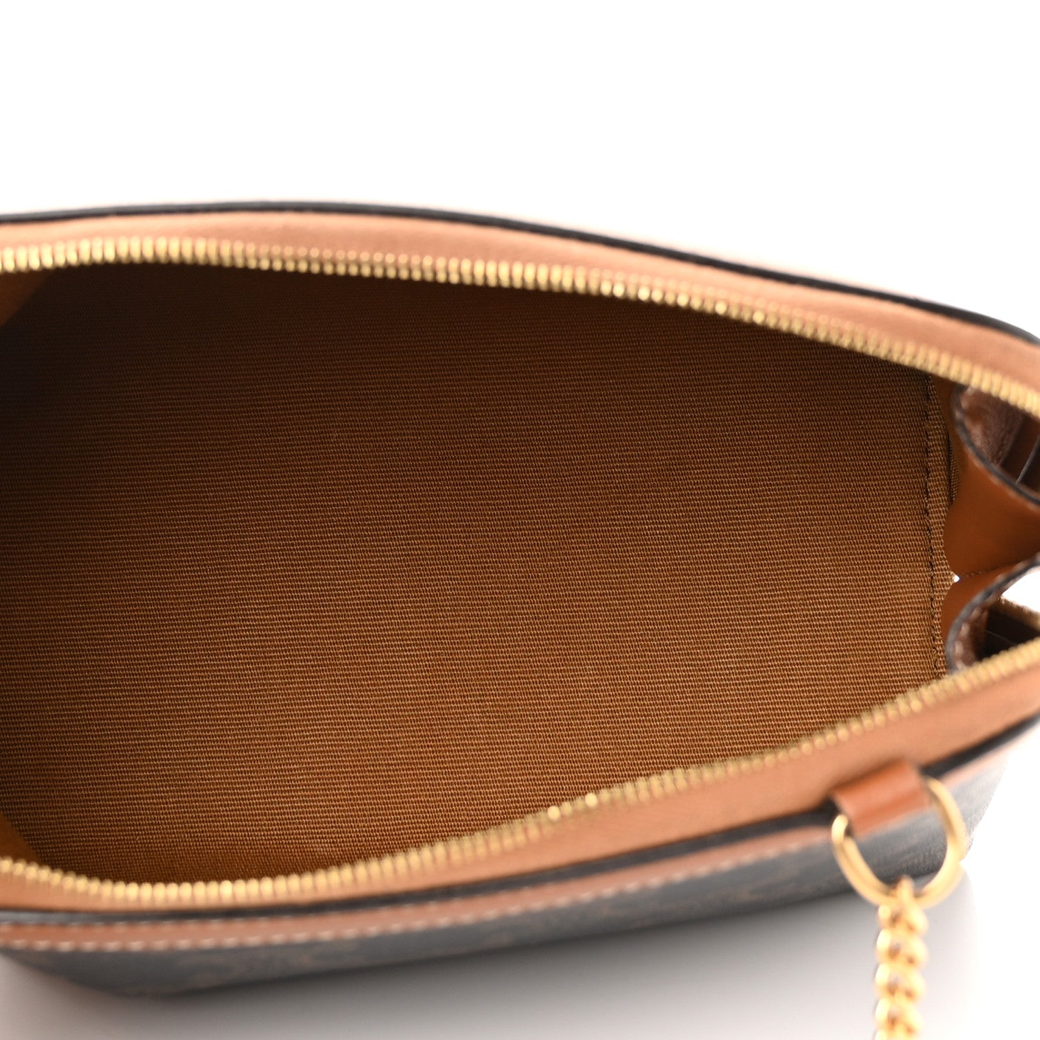 Celine Lambskin Triomphe Canvas Embroidered Logo Clutch With Chain Tan 5 of 11