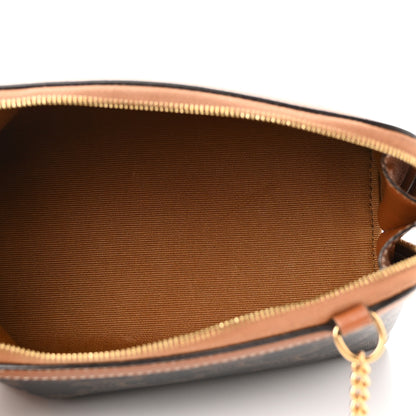 Celine Lambskin Triomphe Canvas Embroidered Logo Clutch With Chain Tan 5 of 11