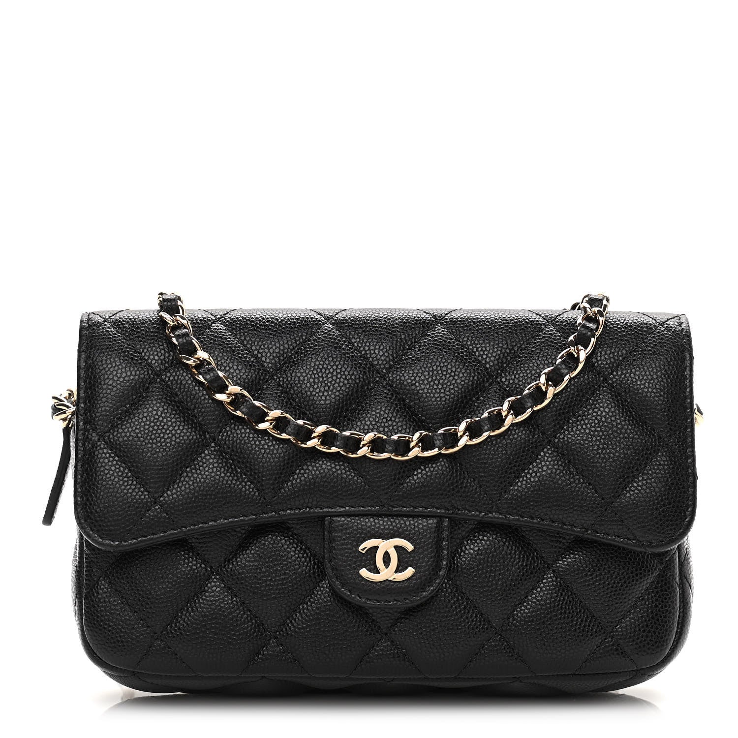 Chanel Caviar Quilted Flap Phone Holder With Chain Black 1 of 13