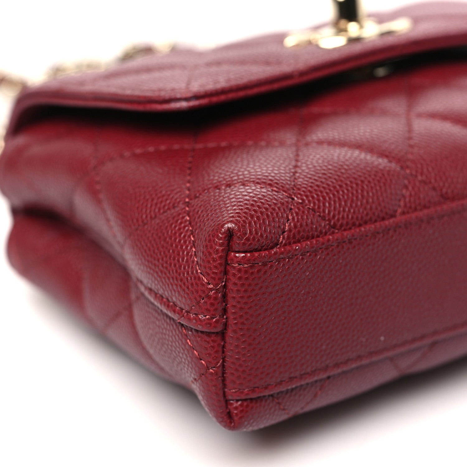 Chanel Caviar Quilted Coco Handle Clutch With Chain Burgundy 9 of 10