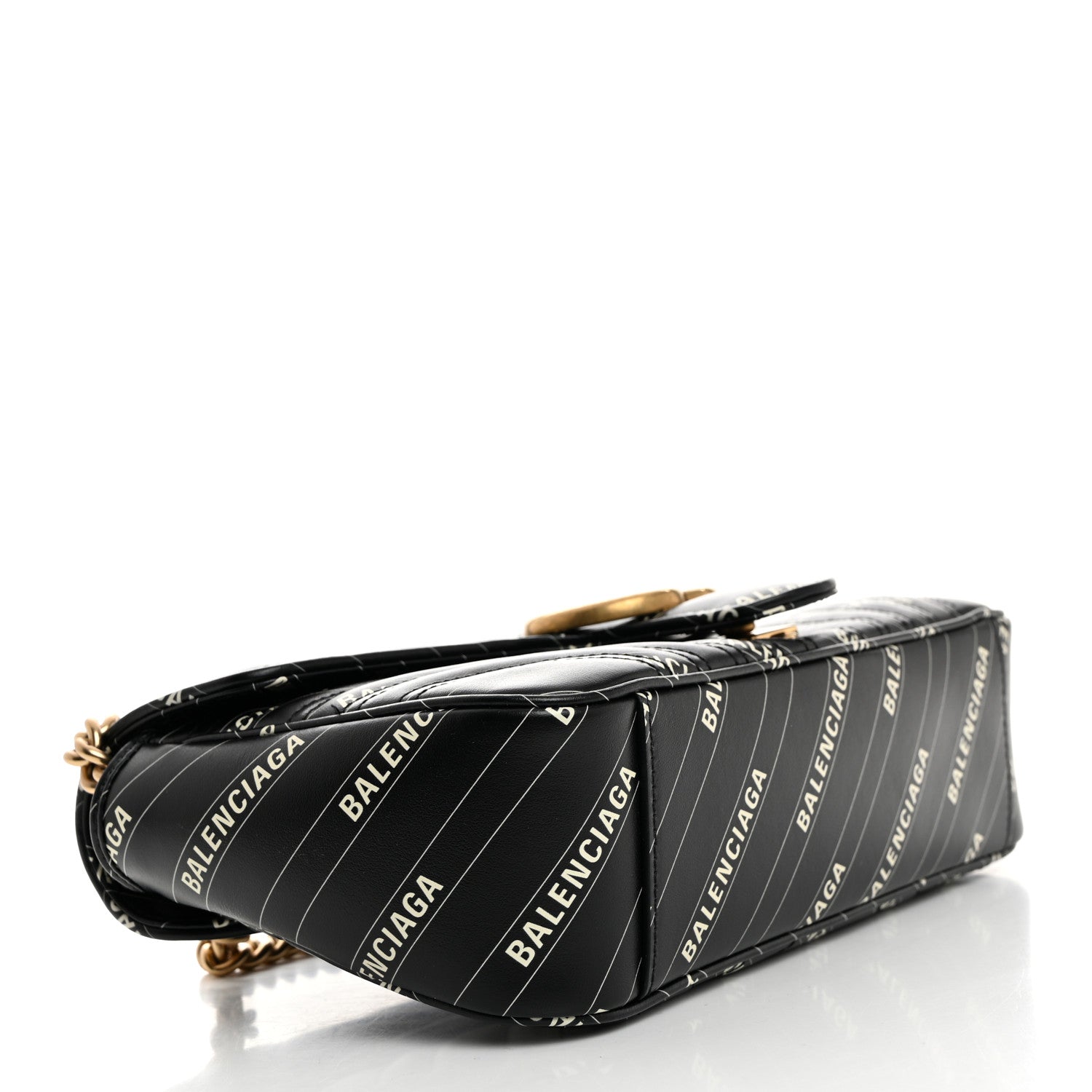 Gucci X BALENCIAGA Calfskin Matelasse Logo Print Small GG Marmont Shoulder Bag Black 4 of 10