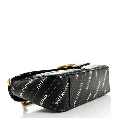 Gucci X BALENCIAGA Calfskin Matelasse Logo Print Small GG Marmont Shoulder Bag Black 4 of 10