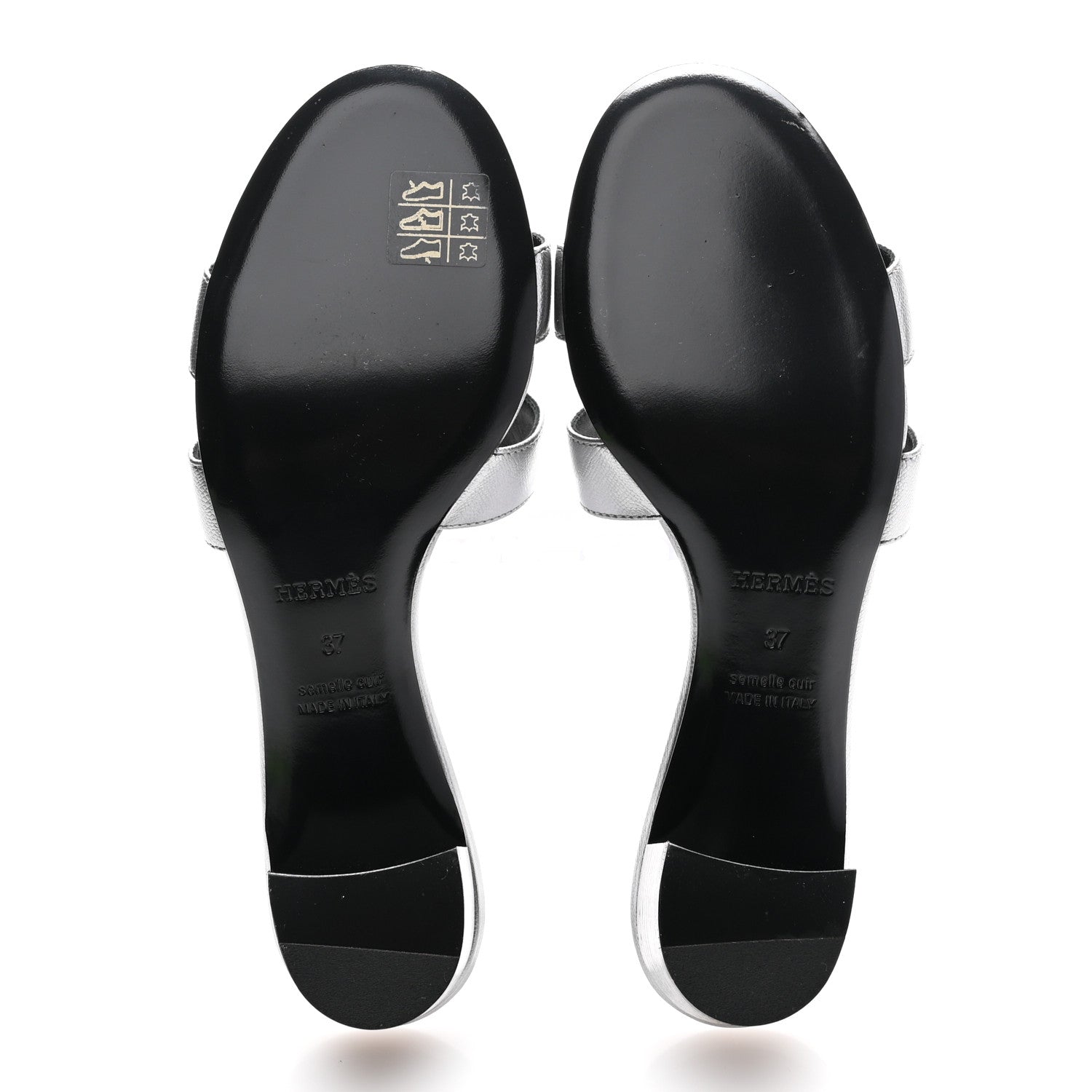 Hermes Metallic Epsom Oasis Sandals 37 Gris Argente 5 of 9