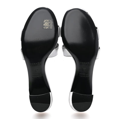 Hermes Metallic Epsom Oasis Sandals 37 Gris Argente 5 of 9