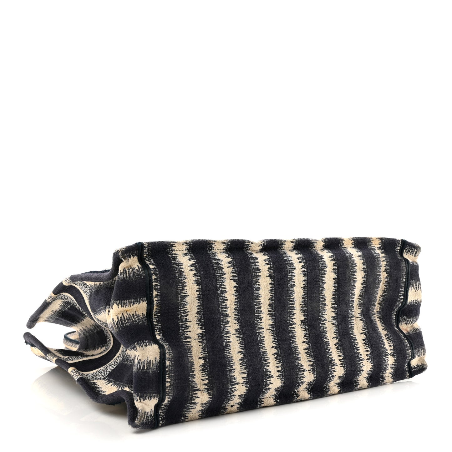 Canvas Embroidered Large Striped Book Tote Navy