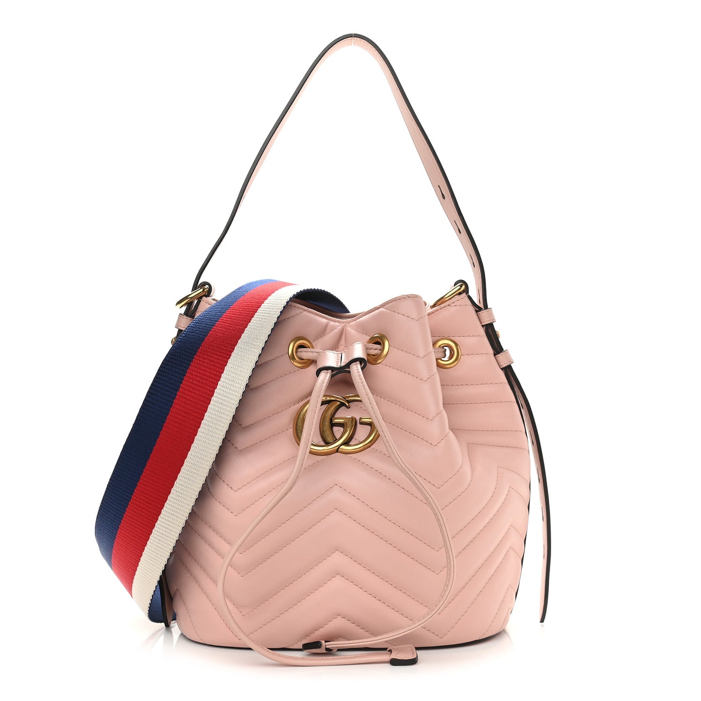 Calfskin Matelasse Sylvie Web GG Marmont Bucket Bag Perfect Pink