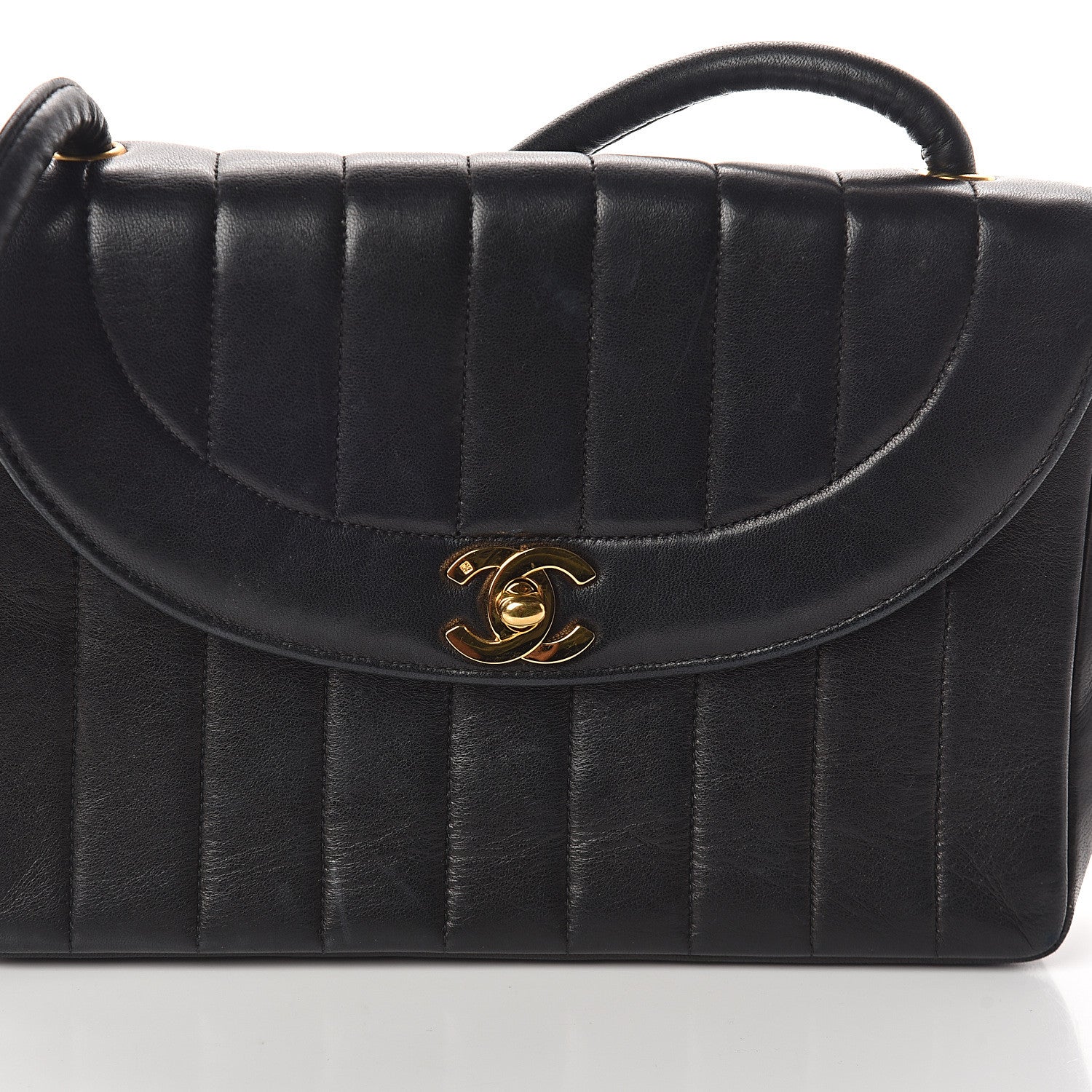 Chanel Lambskin Vertical Quilted CC Flap Shoulder Bag Black 7 of 9