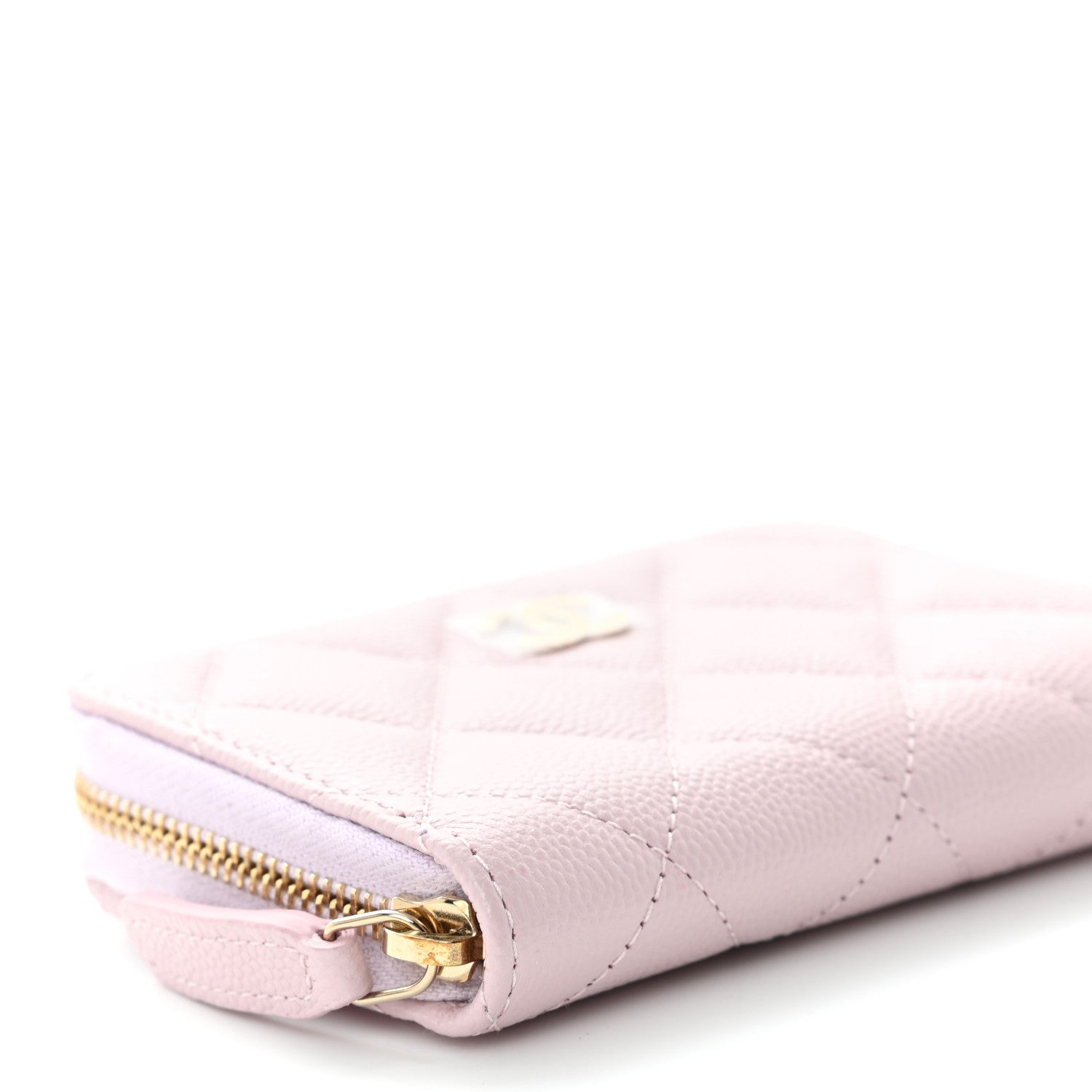 Chanel Caviar Quilted Zip Coin Purse Wallet Pink 8 of 9