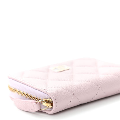 Chanel Caviar Quilted Zip Coin Purse Wallet Pink 8 of 9