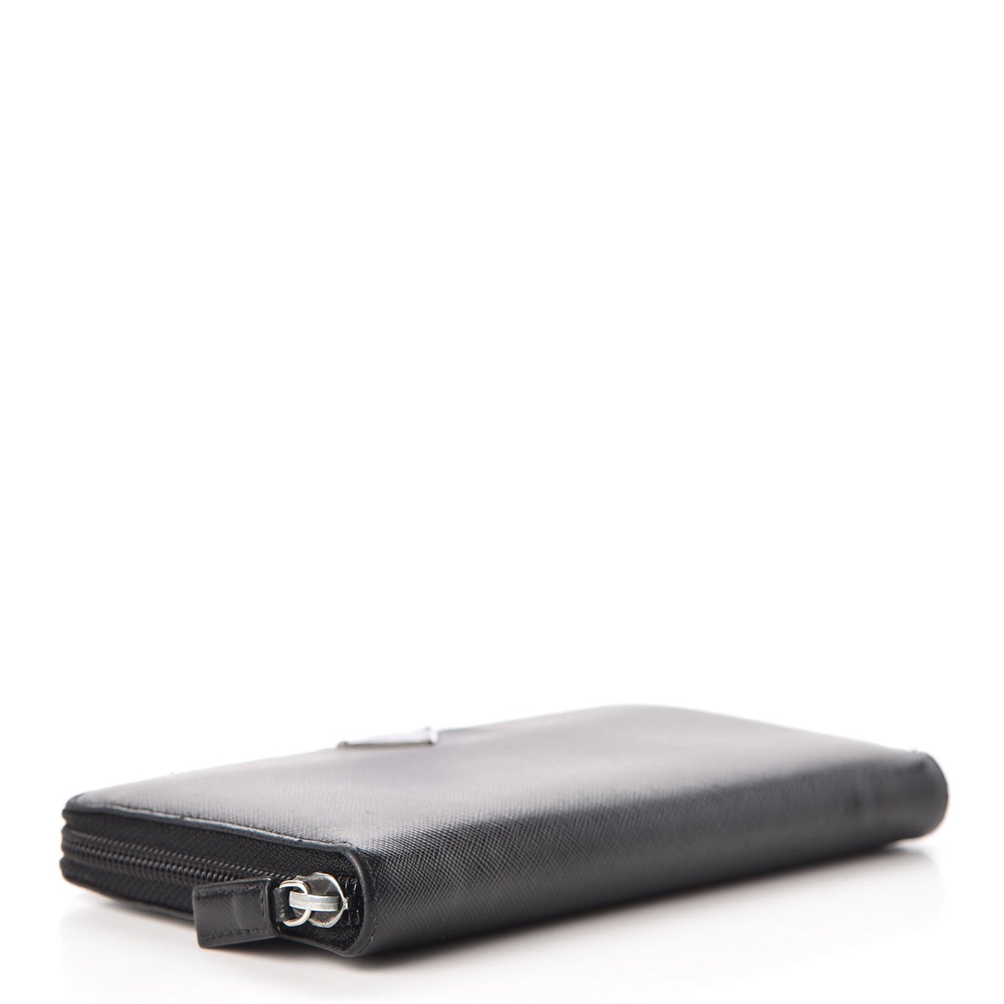 Saffiano Triangle Zip Around Wallet Black