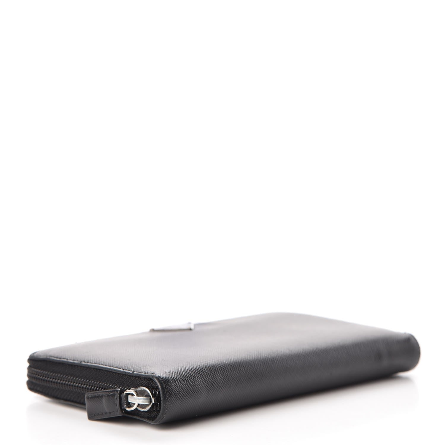 Prada Saffiano Triangle Zip Around Wallet Black 4 of 9