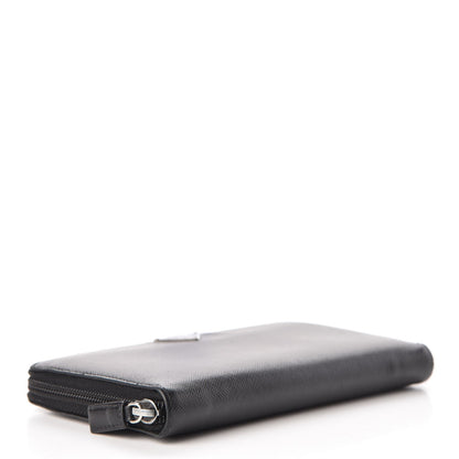 Prada Saffiano Triangle Zip Around Wallet Black 4 of 9
