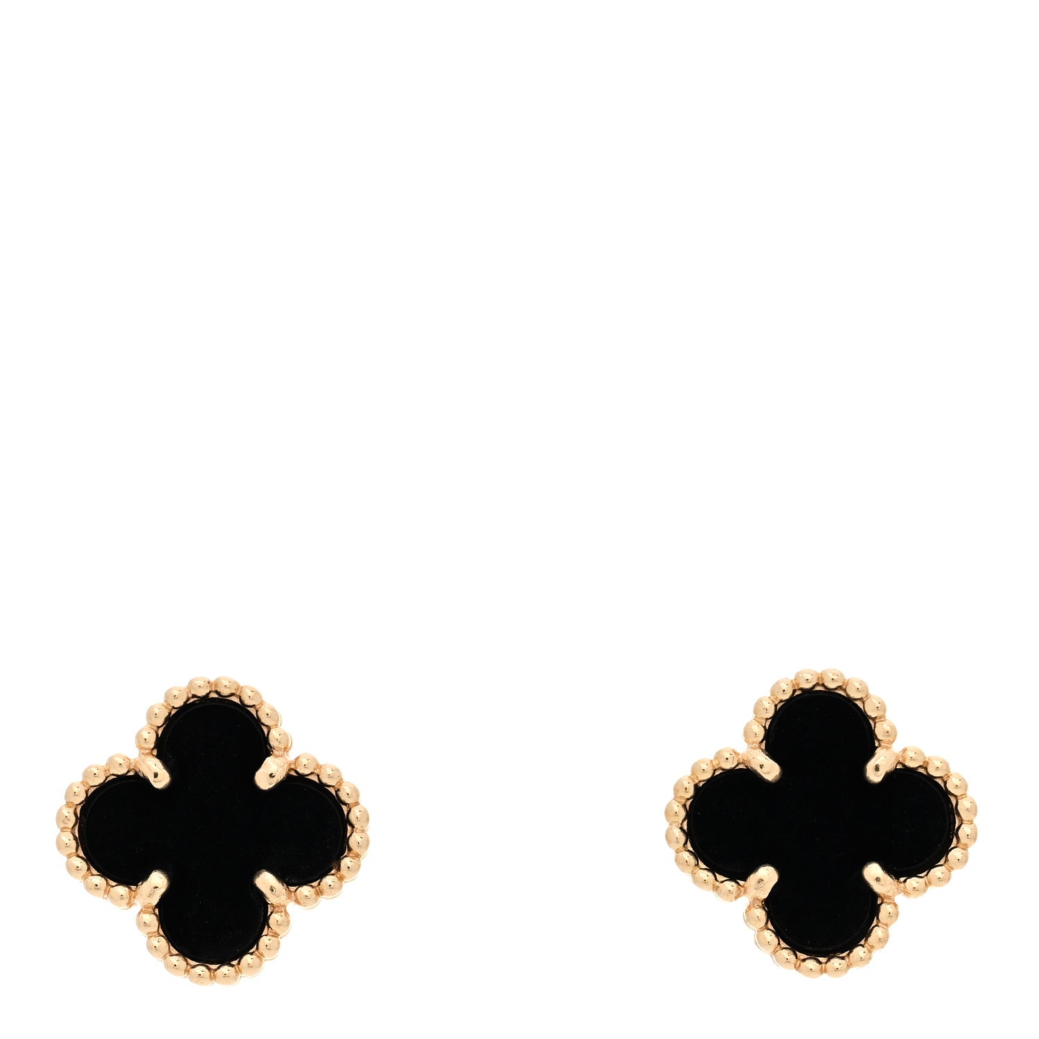 Van Cleef & Arpels 18K Yellow Gold Black Onyx Sweet Alhambra Earrings 1 of 5
